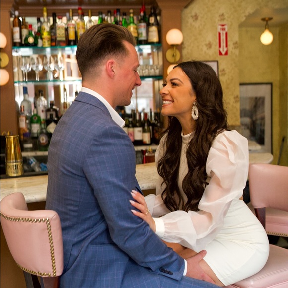 Puff shoulder white mini dress size XS - Picture 4 of 5